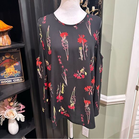 Vince Camuto Cold Shoulder Botanical Print Blouse – Size M - Picture 1 of 11